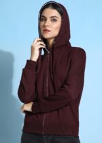 Alan Jones Clothing Women's Solid Zipper Hooded Sweatshirt | Front Zip, Ribbed Hem, Lined Hood, Casual Winter Wear - Image 3