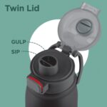 MILTON Reva 1000 ISI Certified Stainless Steel Water Bottle with Twin Lid Sip or Gulp, 1 Litre | Single Wall, BPA-Free, Leakproof | Sturdy Handle | Ideal for Home, Office, Gym & Travel, Black - Image 3