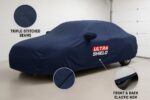ULTRA SHIELD All Weather Water-Resistant Car Cover for Honda Amaze | Durable Light-Weight Triple-Stitched Fabric, UV Protection, Dust-Proof | Mirror Pockets, Full Elastic | Navy Blue - Image 3