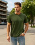 AWG ALL WEATHER GEAR Men Solid Waffle Crew Neck Tshirt | Waffle Knit T-Shirt | Men's T-Shirt | Tees for Man | Textured Half Sleeve T-Shirt's | Tshirt for Men Stylish - Image 3