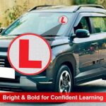 GLUN ® VinylReflective L Glass Sticker for Learning Drivers | Waterproof Car Board Sticker | Easily Removable, 15cm x 15cm, 2-Pack - Image 3