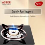 Pigeon Aster Gas Stove 2 Burner with High Powered Brass Burner, Gas Cooktop with Glass Top and Powder Coated Body, black, standard (14266) - Image 4