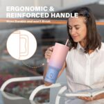 House of Quirk 1200ML Stainless Steel Tumbler with Handle & Lid, 2 Straws – Large Travel Mug Water Cup for Gym, Office & Outdoor Use (Cotton Candy Haze) - Image 3