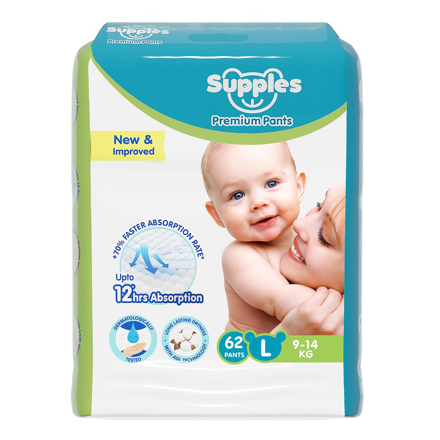 Amazon Brand - Supples Premium Baby Diaper Pants | 62 *
