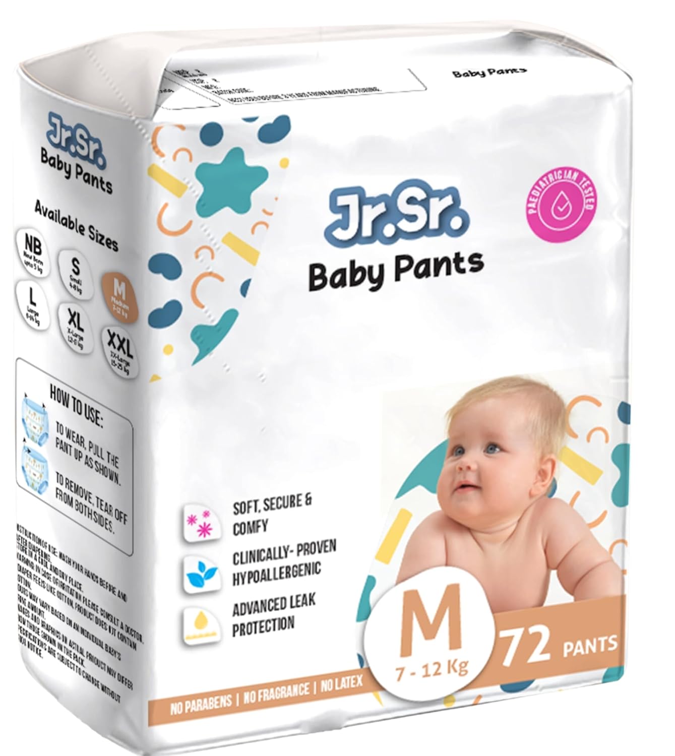 Jr. Sr. Baby Diaper Pants | Medium (M) Size (7-12 *