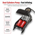 Lyrovo 160 PSI Double Cylinder Portable Foot Pump Air Tyre Inflator for car Bike and Cycle, Red - Image 2